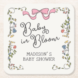 Dessous-de-verre Carré En Papier Jardin Whimsical Doodle Baby shower Floral