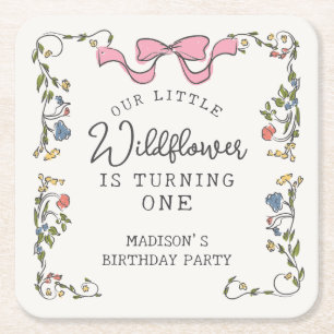 Dessous-de-verre Carré En Papier Jardin Whimsical Doodle Floral Anniversaire