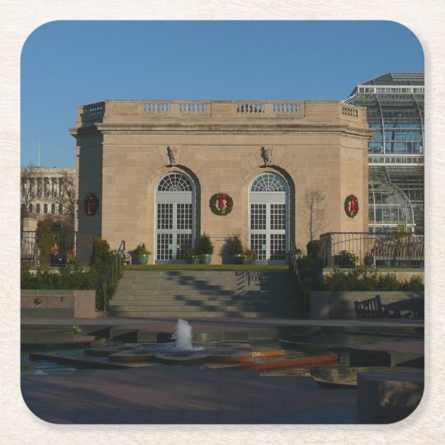 Dessous-de-verre Carré En Papier Jardins botaniques à Noël à Washington DC (Devant)