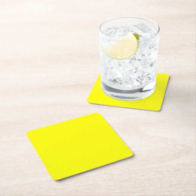 Dessous-de-verre Carré En Papier Jaune (En situation)