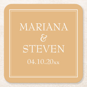 Dessous-de-verre Carré En Papier Jaune minimaliste Mariage moderne