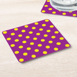 Dessous-de-verre Carré En Papier Jaune sur violet Pois design Motif