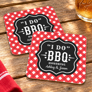 Dessous-de-verre Carré En Papier Je fais un mariage BBQ à carreaux rouges