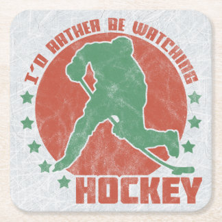 Dessous-de-verre Carré En Papier Je préférerais regarder le hockey
