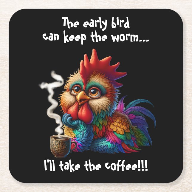 Dessous-de-verre Carré En Papier Je prendrai le café (Devant)