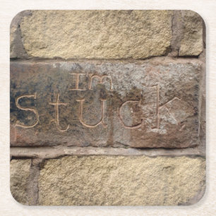 Dessous-de-verre Carré En Papier "Je suis coincé" une autre brique dans le mur