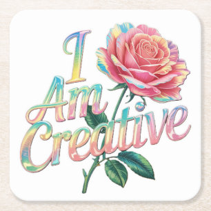 Dessous-de-verre Carré En Papier Je Suis Creative Rose Rose Dessous de verre Set