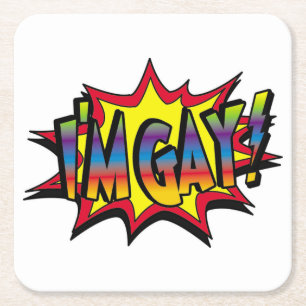 Dessous-de-verre Carré En Papier Je suis Gay Burst