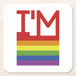 Dessous-de-verre Carré En Papier Je suis gay  Indicateur Rainbow