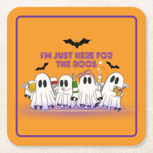 Dessous-de-verre Carré En Papier Je suis juste ici pour l'Halloween drôle Boos