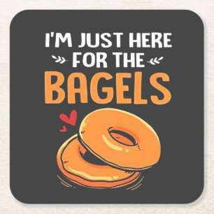 Dessous-de-verre Carré En Papier Je suis juste là pour la nourriture juive Bagels