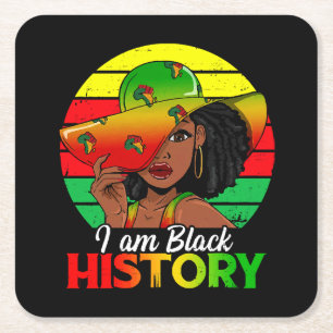Dessous-de-verre Carré En Papier Je suis l'histoire noire Afrique Amérique