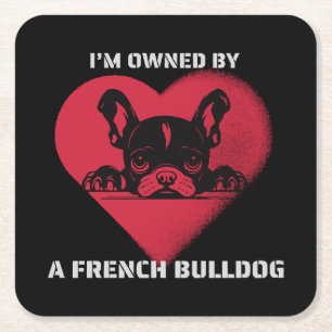 Dessous-de-verre Carré En Papier Je suis possédé par un bouledogue français