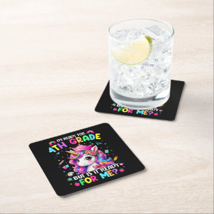 Dessous-de-verre Carré En Papier Je suis prêt pour la licorne de 4e année Premier j