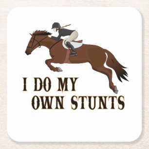 Dessous-de-verre Carré En Papier Je Suis Propre Stunts Cheval Équitation Fille