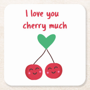 Dessous-de-verre Carré En Papier Je t'aime beaucoup Cherry Valentine