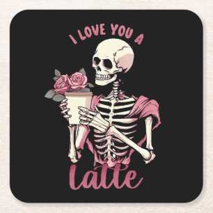 Dessous-de-verre Carré En Papier Je t'aime un squelette de la Saint-Valentin