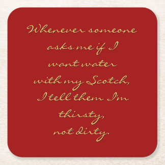 Dessous-de-verre Carré En Papier Je veux de l'eau avec mon Scotch. - Drôle Dessous 