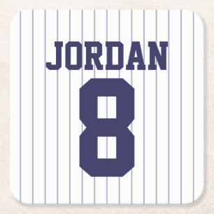 Dessous-de-verre Carré En Papier Jersey de baseball avec nom et numéro personnalisé