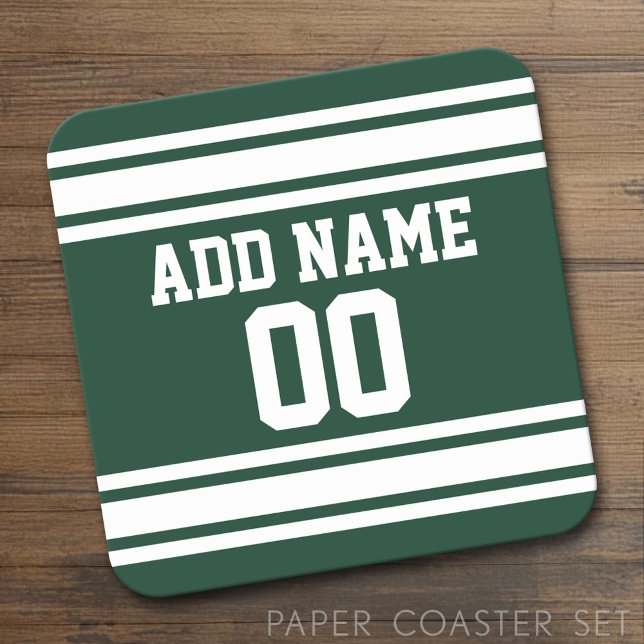 Dessous-de-verre Carré En Papier Jersey de football avec un nom personnalisé (Custom Coaster Set)