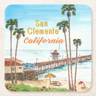 Dessous-de-verre Carré En Papier Jetée de San Clemente Californie