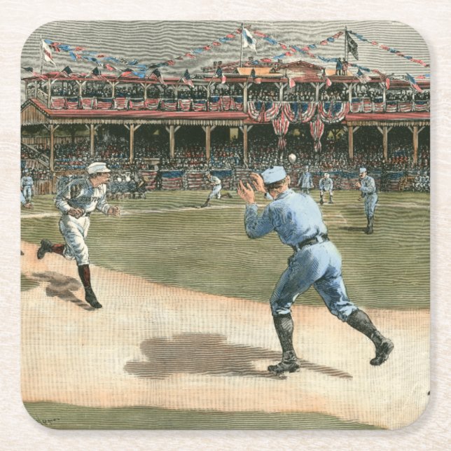 Dessous-de-verre Carré En Papier Jeu de baseball 1886 de ligue nationale (Devant)