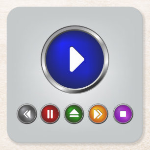 Dessous-de-verre Carré En Papier Jeu de boutons du lecteur MP3 cool