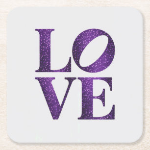 Dessous-de-verre Carré En Papier Jeu de Dessous de verre blancs d'AMOUR violet