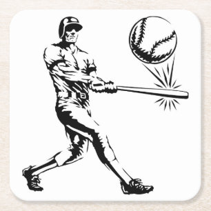 Dessous-de-verre Carré En Papier Jeu de Dessous de verre du joueur de baseball cool