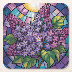 Dessous-de-verre Carré En Papier Jeu de Dessous de verre en plastique Lilacs en ver