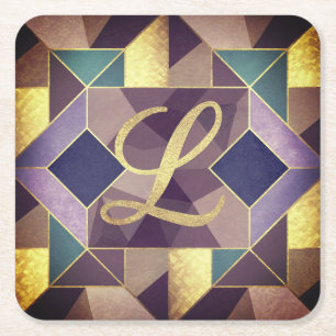 Dessous-de-verre Carré En Papier Jeu de monogrammes L Glam Gold