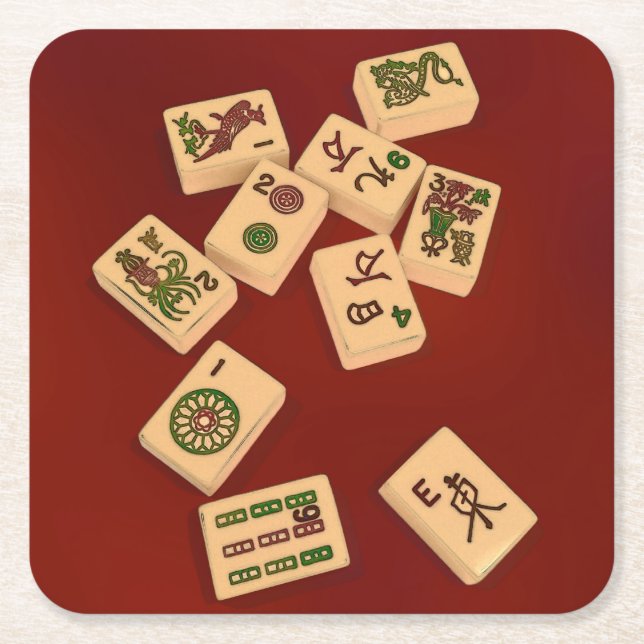 Dessous-de-verre Carré En Papier Jeu d'heure-milliampère Jongg (Devant)