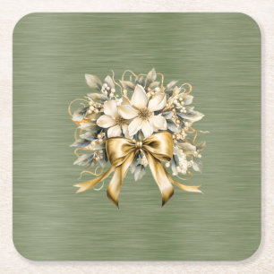 Dessous-de-verre Carré En Papier Jeu d'invitation de fraises blanches