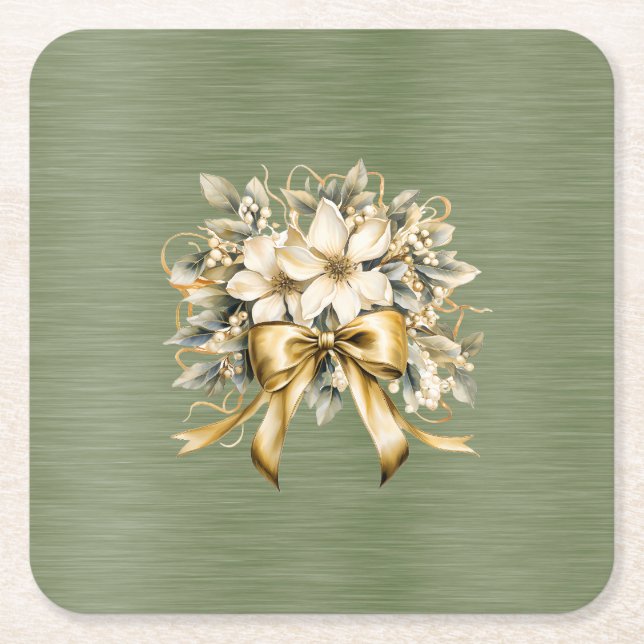 Dessous-de-verre Carré En Papier Jeu d'invitation de fraises blanches (Devant)