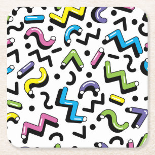 Dessous-de-verre Carré En Papier Jeu géométrique : Motif de formes de Doodles