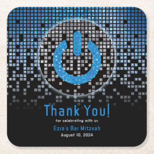 Dessous-de-verre Carré En Papier Jeu vidéo noir bleu Gamer Bar Mitzvah