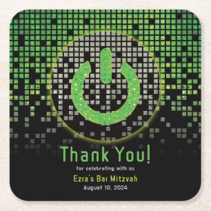 Dessous-de-verre Carré En Papier Jeu vidéo noir vert Gamer Bar Mitzvah