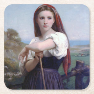 Dessous-de-verre Carré En Papier Jeune Bergère, Bouguereau