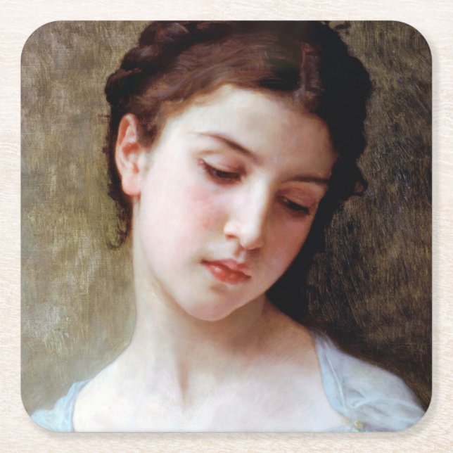 Dessous-de-verre Carré En Papier Jeune fille, Bouguereau (Devant)