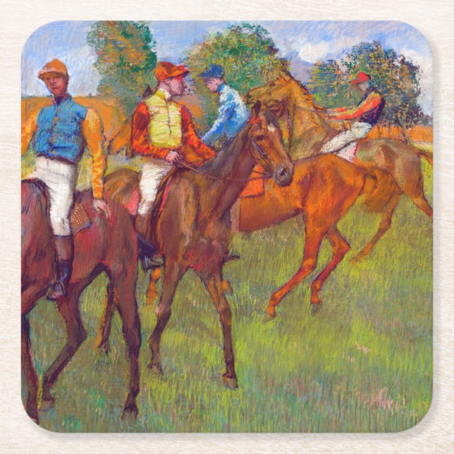 Dessous-de-verre Carré En Papier Jockeys et chevaux de course, Edgar Degas (Devant)