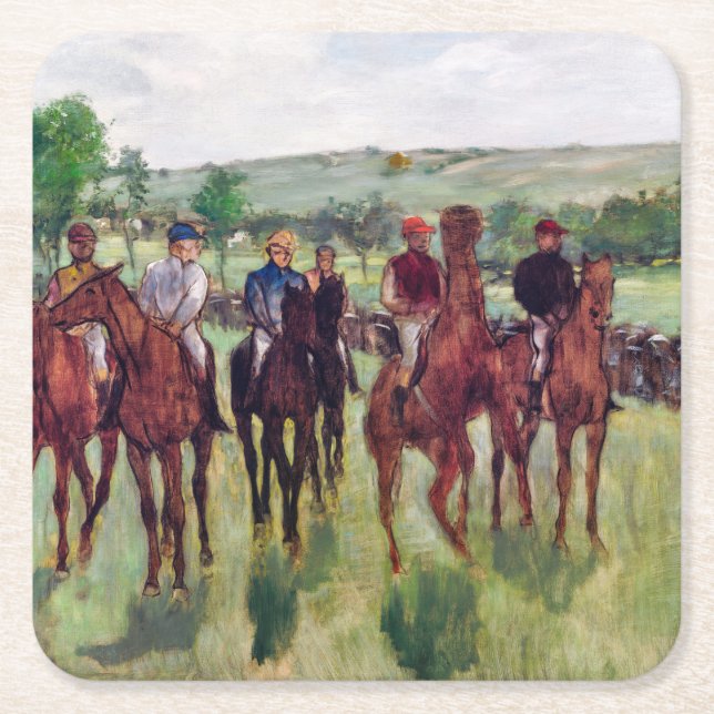 Dessous-de-verre Carré En Papier Jockeys et chevaux de course, Edgar Degas (Devant)