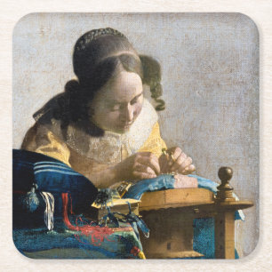 Dessous-de-verre Carré En Papier Johannes Vermeer - Le Lacemaker