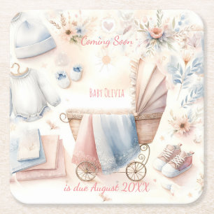 Dessous-de-verre Carré En Papier Joli à venir faire-part Invitation