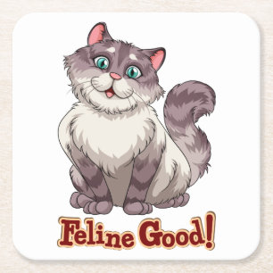 Dessous-de-verre Carré En Papier Joli Amoureux des chats Tiger Grey Kitty Feline Go