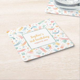 Dessous-de-verre Carré En Papier Joli Amusants Enfants Confetti Coloré Pastel Anniv