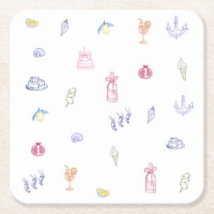 Dessous-de-verre Carré En Papier   Joli Anniversaire Minimaliste Italien