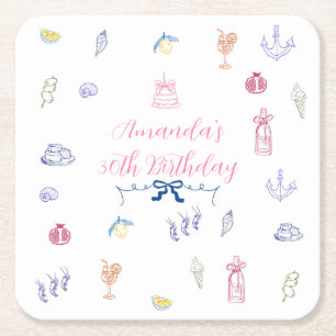 Dessous-de-verre Carré En Papier Joli Anniversaire Minimaliste Italien