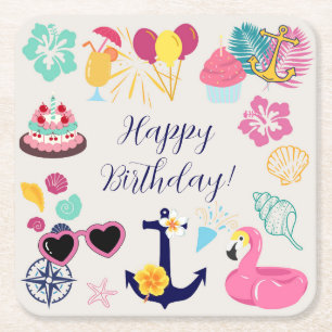 Dessous-de-verre Carré En Papier Joli Anniversaire Nautique