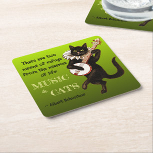 Dessous-de-verre Carré En Papier Joli chat musical Deux moyens de refuge Schweitzer