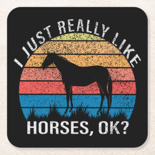 Dessous-de-verre Carré En Papier Joli Cheval Noir de Fête Western Équestre